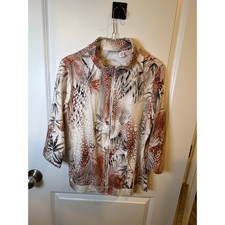Weekends by Chico's Women Zip Up Jacket Mixed Animal Tropical Multi Size 1