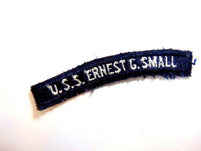 old U.S.S. ERNEST G. SMALL embroidered Navy uniform rocker shoulder patch