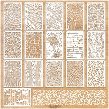 16 Pieces Stencils for Painting, Abstract Texture Mixed Media Art white