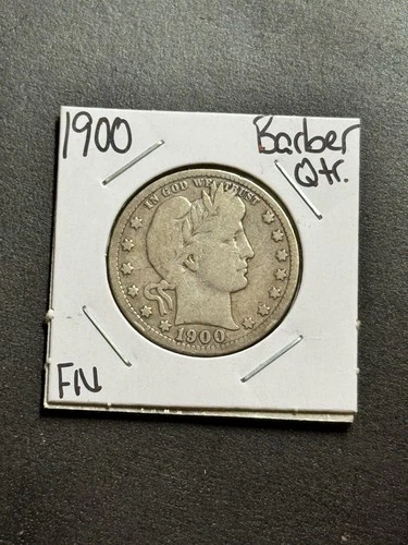 1900 P Barber Silver Quarter Nice FN Fine U.S. 25c Type Coin (Raw18765)
