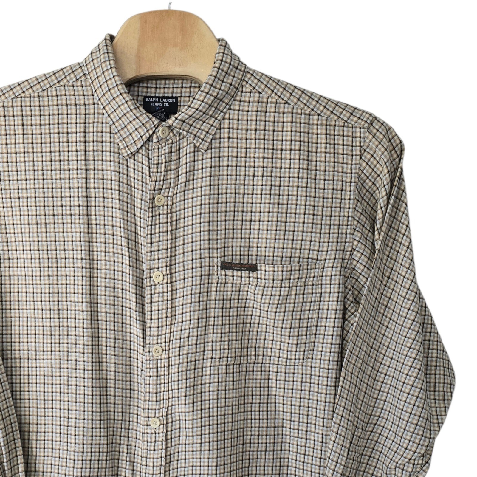 Co Mens Plaid Long Sleeve Button Down Shirt Xl Cotton