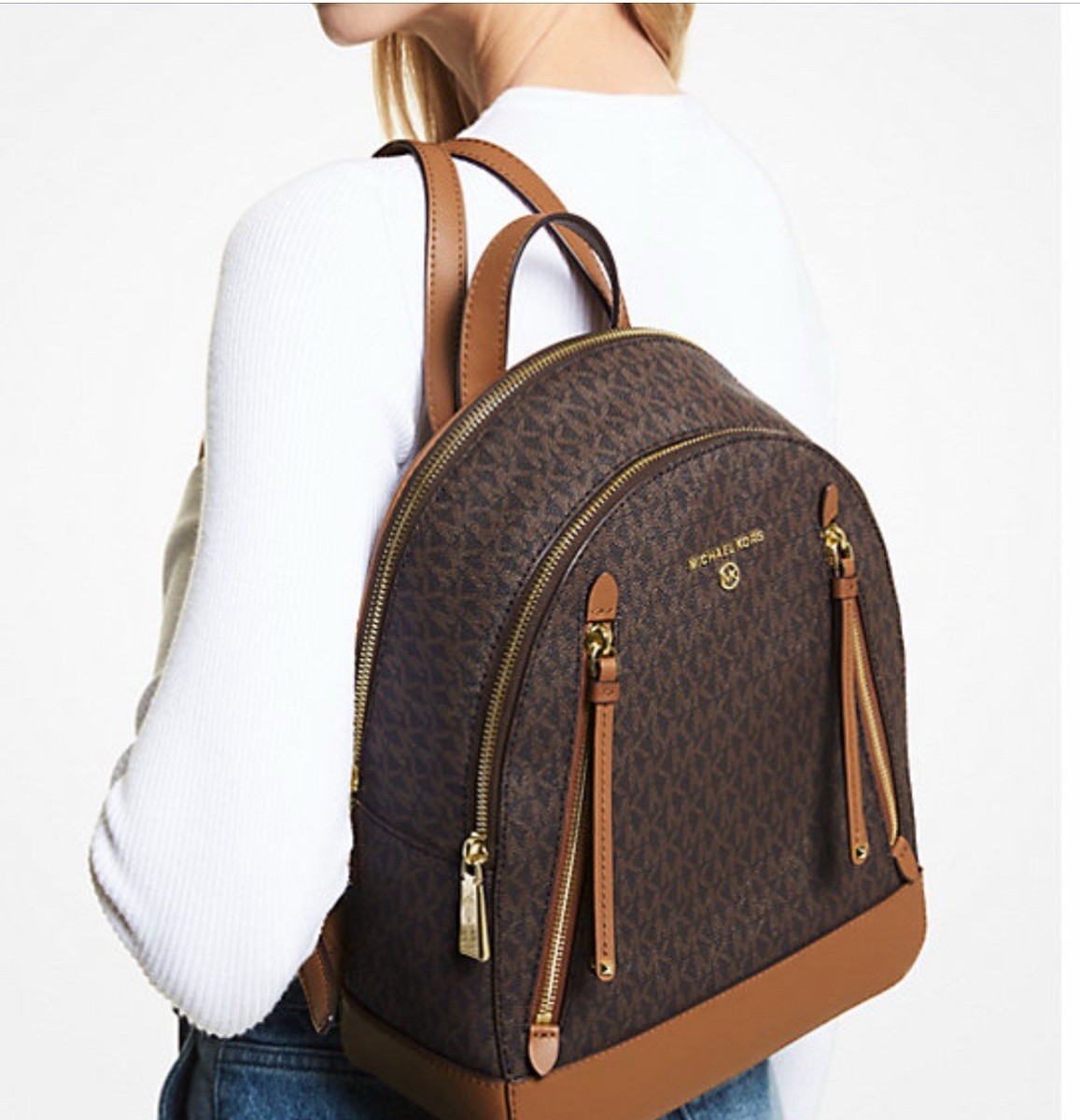 Michael Kors Brooklyn Medium Backpack, Brown/Acorn * free ship
