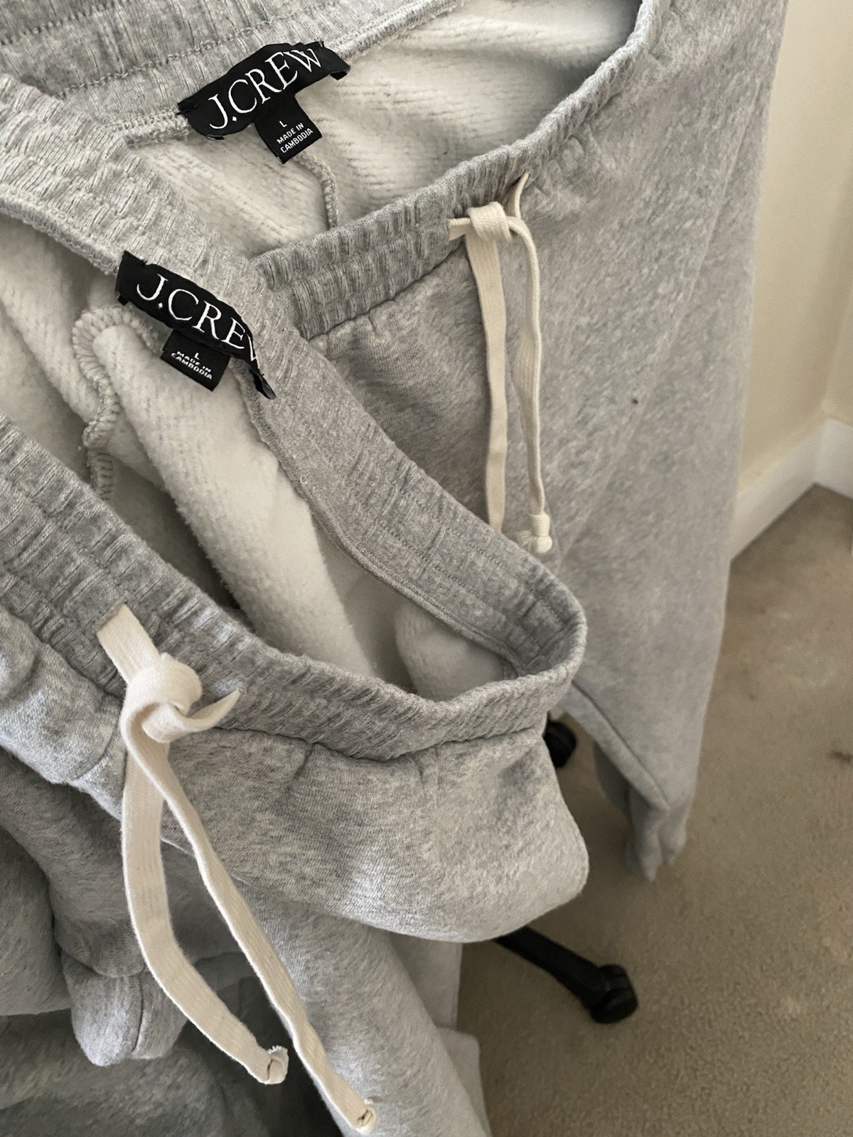 J.CREW WOMEN'S HEATHER GRAY LOUNGE RELAXED CLOUD FLEECE SOFT JOGGER Sz L