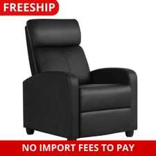 Recliner Chair Leather Modern Single Reclining Sofa Home Theater Seating Black