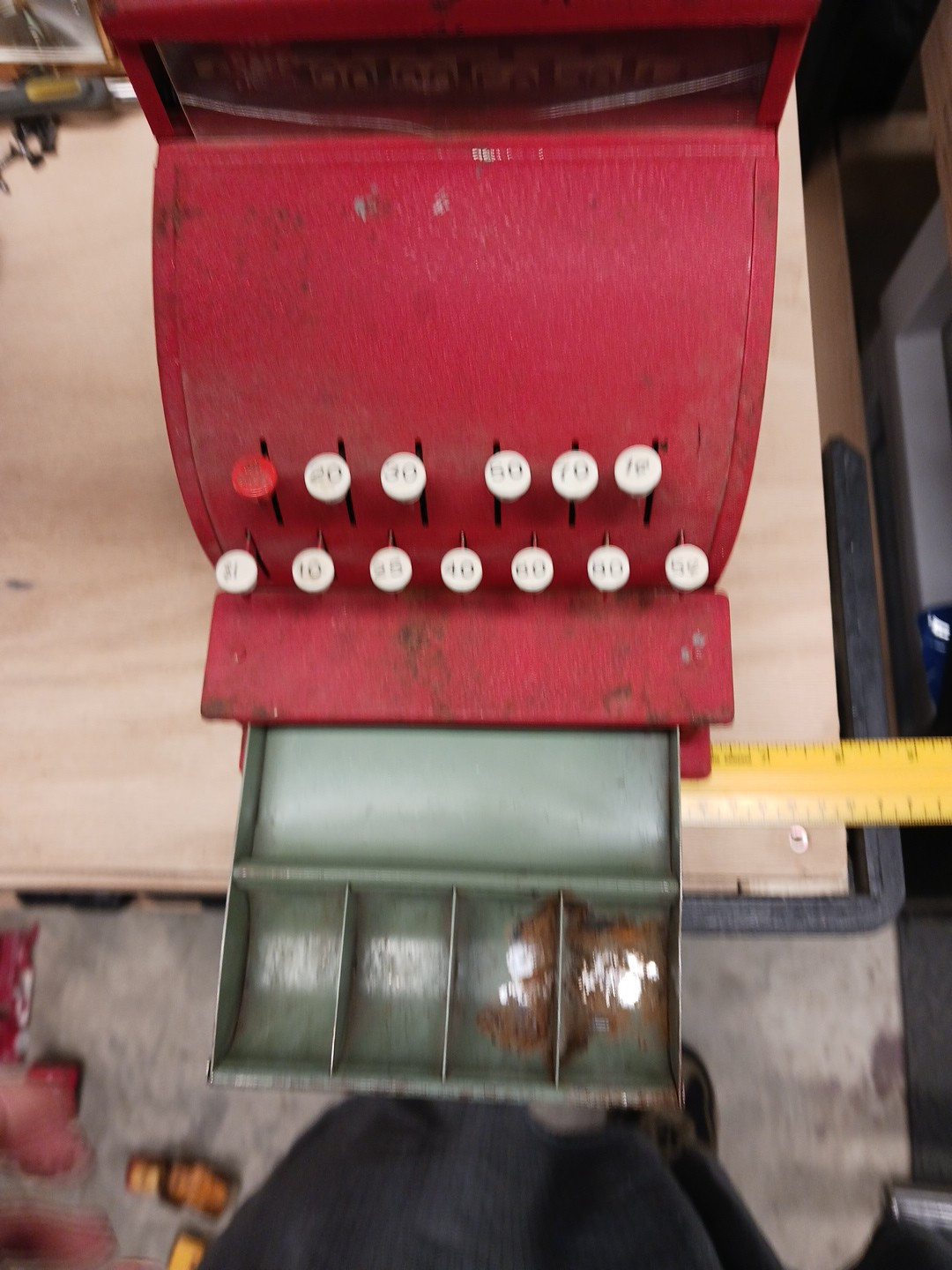 как выглядит Vintage Happi Time Red Cash Register Works Metal Toy USA 1950s Toy фото