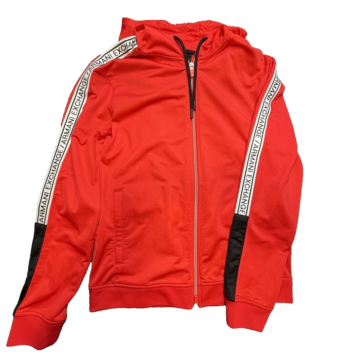 Armani Exchange Men Red Tracksuit Set Hoodie & Snap Button Joggers