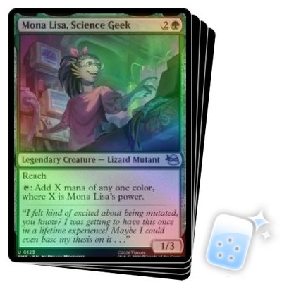 FOIL MONA LISA, SCIENCE GEEK X4 Teenage Mutant Ninja Turtles TMT Magic MTG CARD