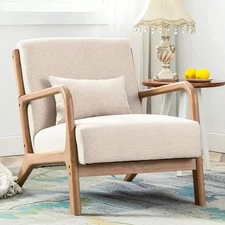 CANMOV Linen Accent Chair - Modern Armchair for Living Room/Bedroom