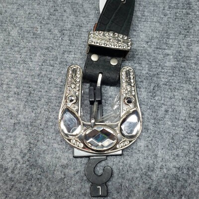 Nocona Western Belt Womens L Black Adjustable Rhinestone  display picture 1