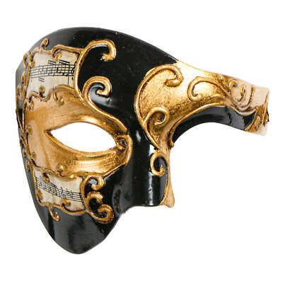 Phantom Of Opera Musical Masquerade Venetian Men Full Mask - Black Gold