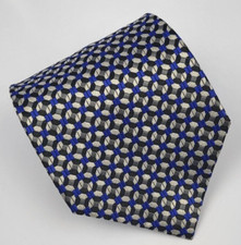 Croft  Barrow Silk Tie Gray Blue Black Geometric Men Necktie 56 x 3.7/8