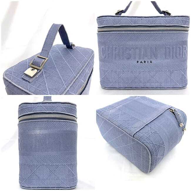 Christian Dior Handbag Vanity Bag Light Blue Cannage F-20528 Christian Dior Handbag Vanity Bag Light Blue Cannage F-20528
