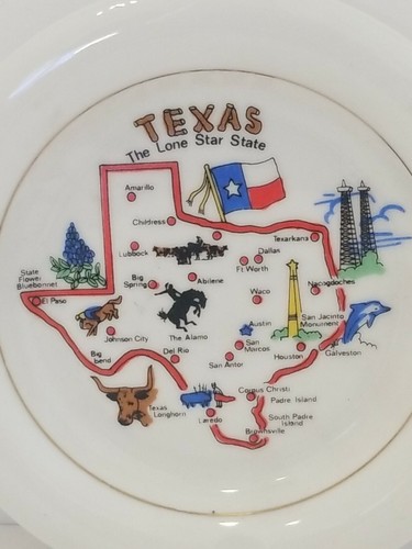 TEXAS The Loan Star State ash tray - 5.5" Round - tecas flag and state outline - Picture 4 of 4