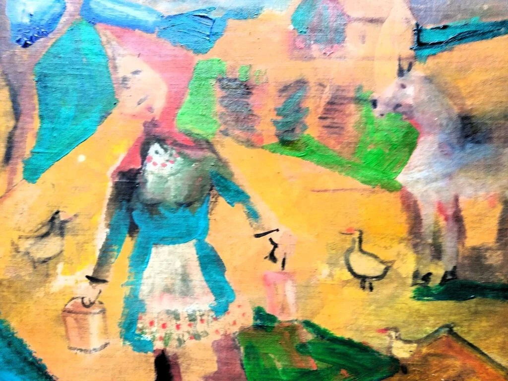 David Davidovich Burliuk RUSIA 1882-1967 ESCENA CAMPESTRE O/L/CARTON 65X50 CMS