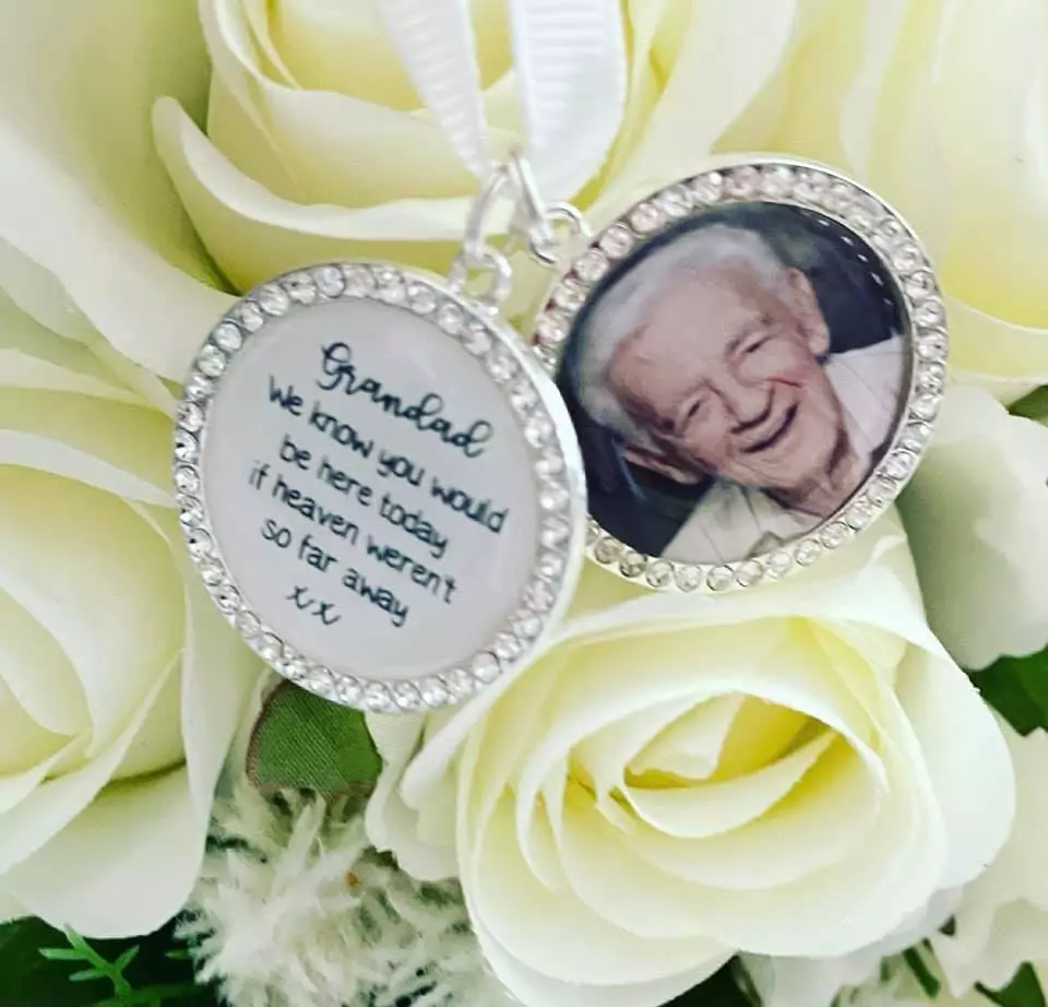 Personalised memory shop photo bouquet charm
