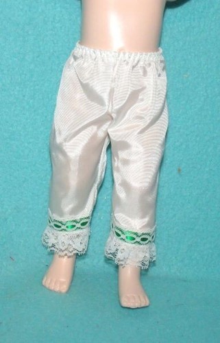 Vintage Madame Alexander Pantalons in weiß mit grünem Rand für 13-14" Puppe