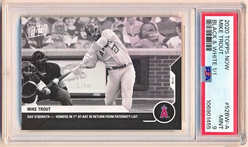 2020 Topps Now Mike Trout Dad Strength HR Black & White #52BW-A (1/1) PSA 9