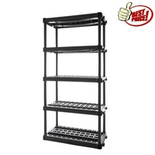 5-Shelf Heavy Duty Plastic Storage Shelves Interlocking Design 750lb Capacity