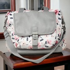Laura Ashley Floral Diaper Bag Satchel Shoulder Strap Washable Gray Pink  White