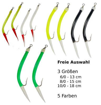 10er-Set GUMMI MAKKS 13-18cm Beifänger Norwegen Pilker Octopus Jig Angel Haken 