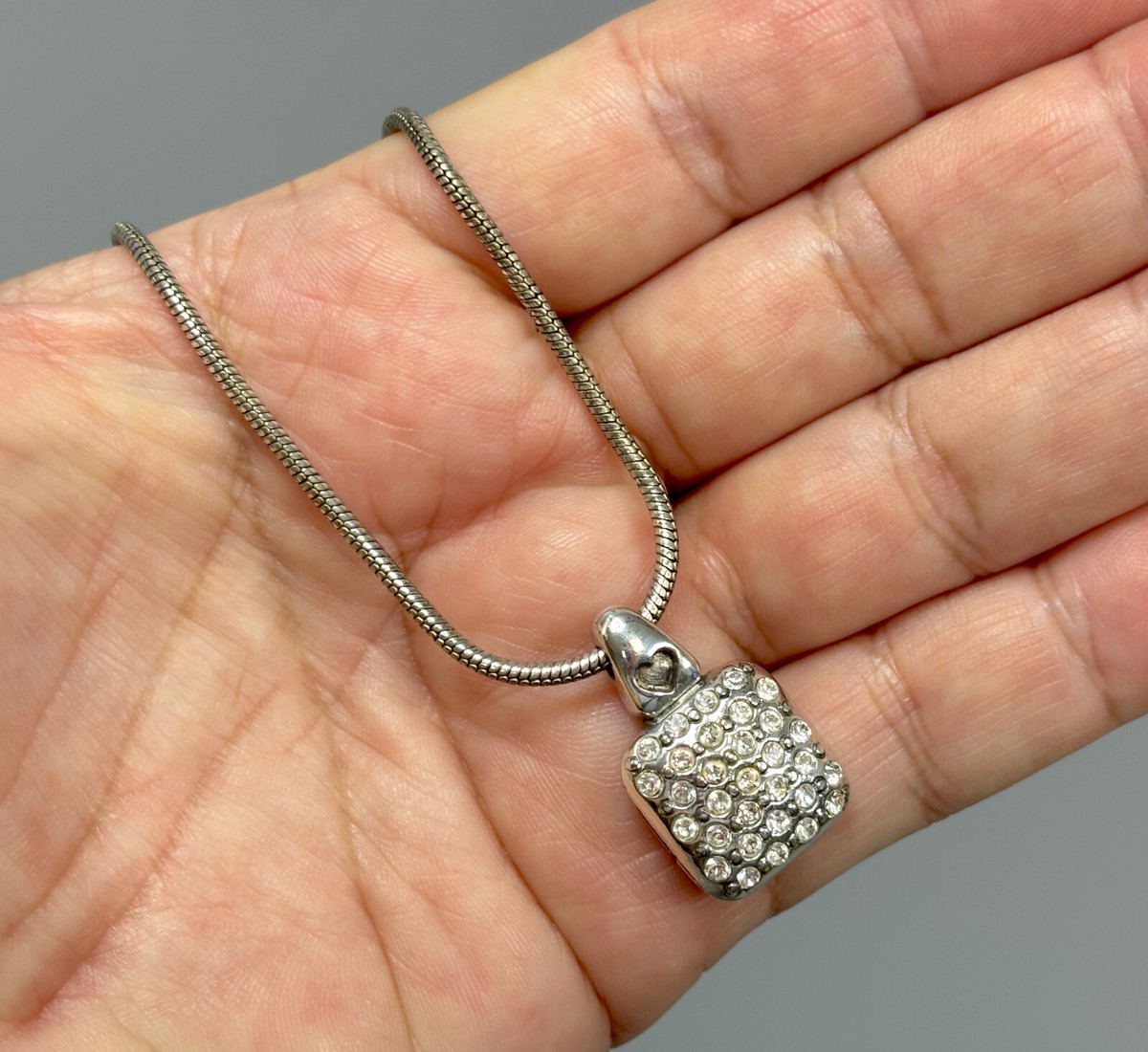 BRIGHTON Sacred Love Square Pave Crystal Reversible Pendant Necklace 15"/17"