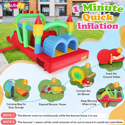 Inflatable Bounce House with Double Slide, Blower, Climbing Wall & Ball Pool NEW