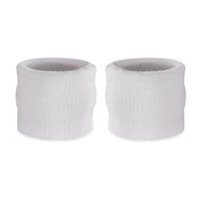 Kids Wrist Sweatbands - Athletic Cotton Terry Cloth Sports Wristbands White