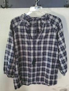 madewell plaid peasant top