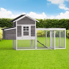 Outdoor Chicken Coop With Run Chicken Runs For Yard w/ Egg Box  Cover, Gray