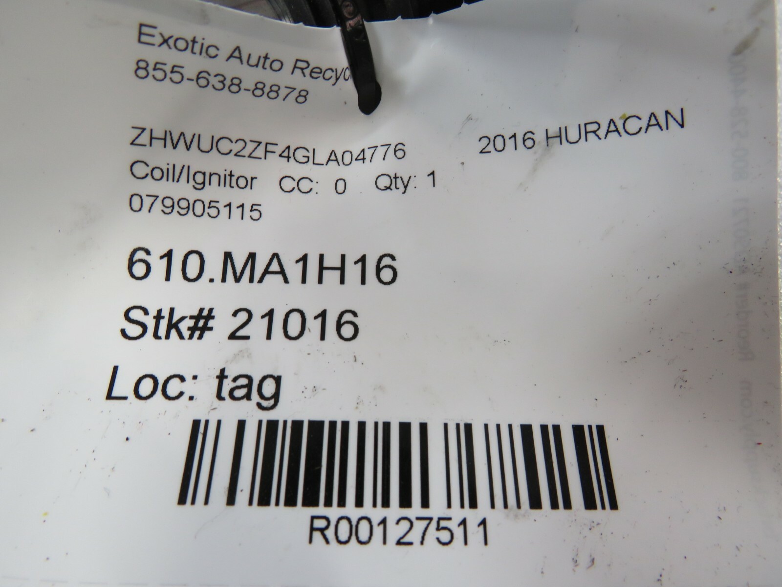 Lamborghini Huracan, LP 610, 580, Coil Ignitor, Used, P/N 079905115