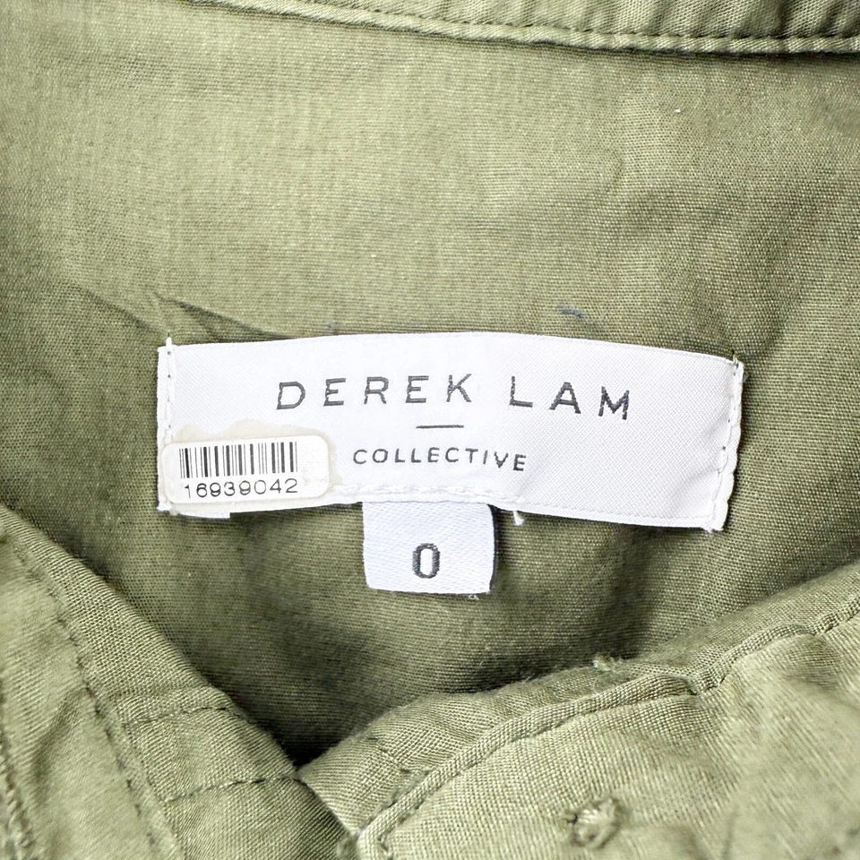 Derek Lam Collective Pleated Green Midi Shirt Dress Size 0 Women Olive Green RTR - Image 2 of 4
