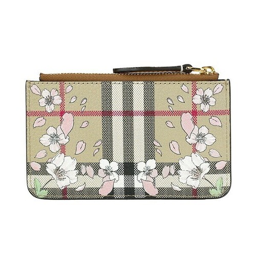 SALE BURBERRY Coin Case Cherry Blossom Print Vintage Check w/Strap Beige NEW - Picture 2 of 8