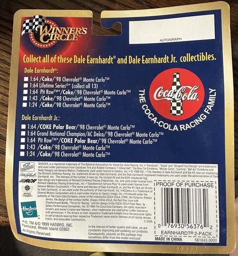 1999 Winners Circle Dale Earnhardt #3 & #1 Coca-Cola 1:64 2-Pack Cool Customs - Picture 3 of 3