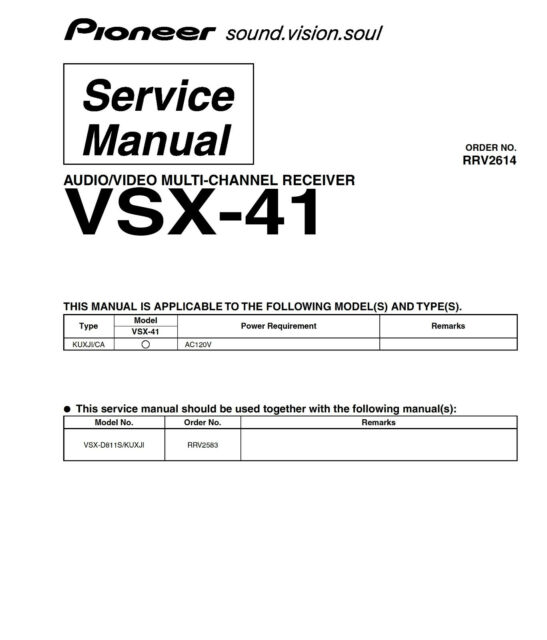 Service Manual for Pioneer VSX-41 Elite | eBay