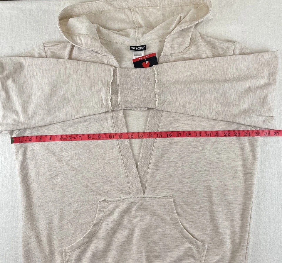 全新带标签复古 Joe Boxer 连帽衫女式 1X 米色交叉针织长袖套衫 — 第 4/4 张图片
