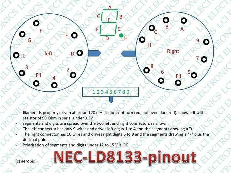 1 x LD8133 NEC Miniature VFD Display Indicator TUBE Nixie Era 7