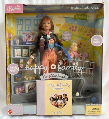New Mattel Happy Family Neighborhood Shopping Midge, Nikki & Baby RARE 2004