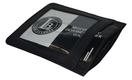 Leather Magnetic Money Clip Slim Credit Card Id Holder Black Men's Wallet - Picture 5 of 6