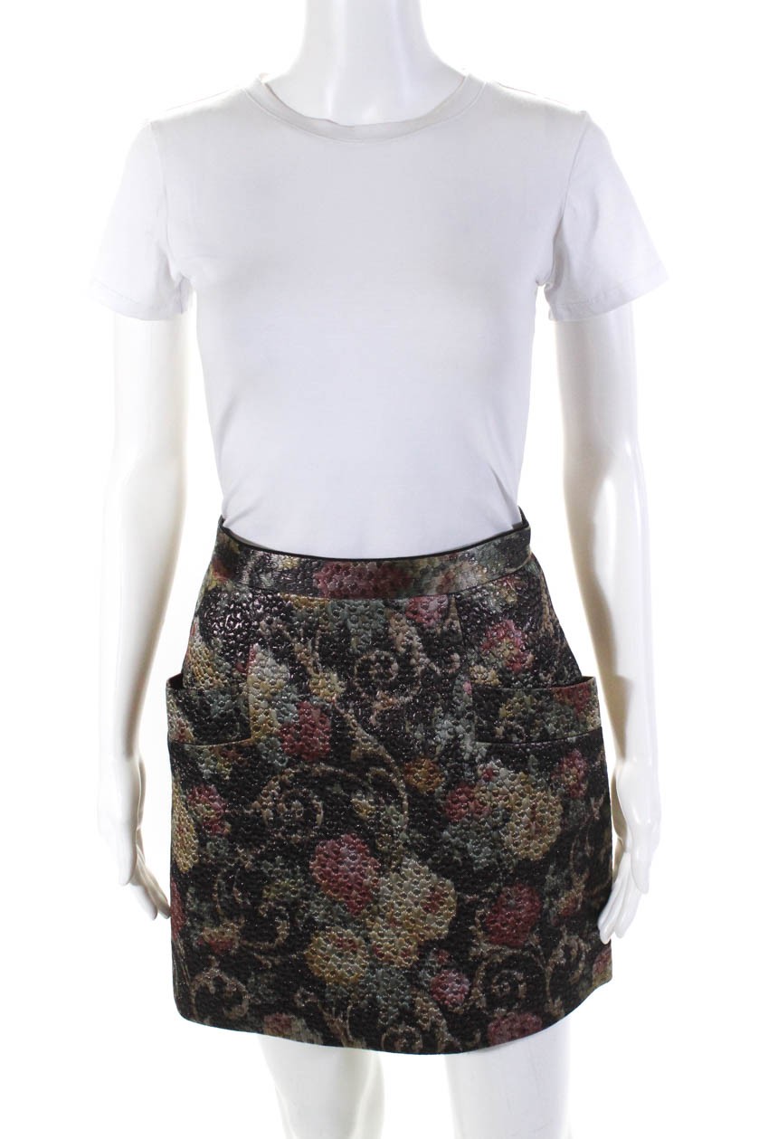 Club Monaco Womens Claudia Mini Skirt Garden Print Jacquard Multicolor Size 0