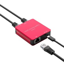 Gigabit Ethernet Splitter 2 Port RJ45 1 In 2 Out Network Adapter Red