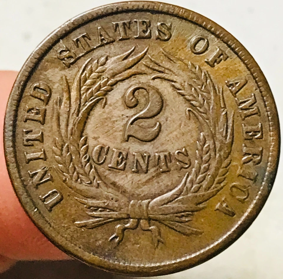 1865 Two Cent Piece 2C Ungraded Choice Civil War Date US Copper Coin CC27638 - Image 2 of 4