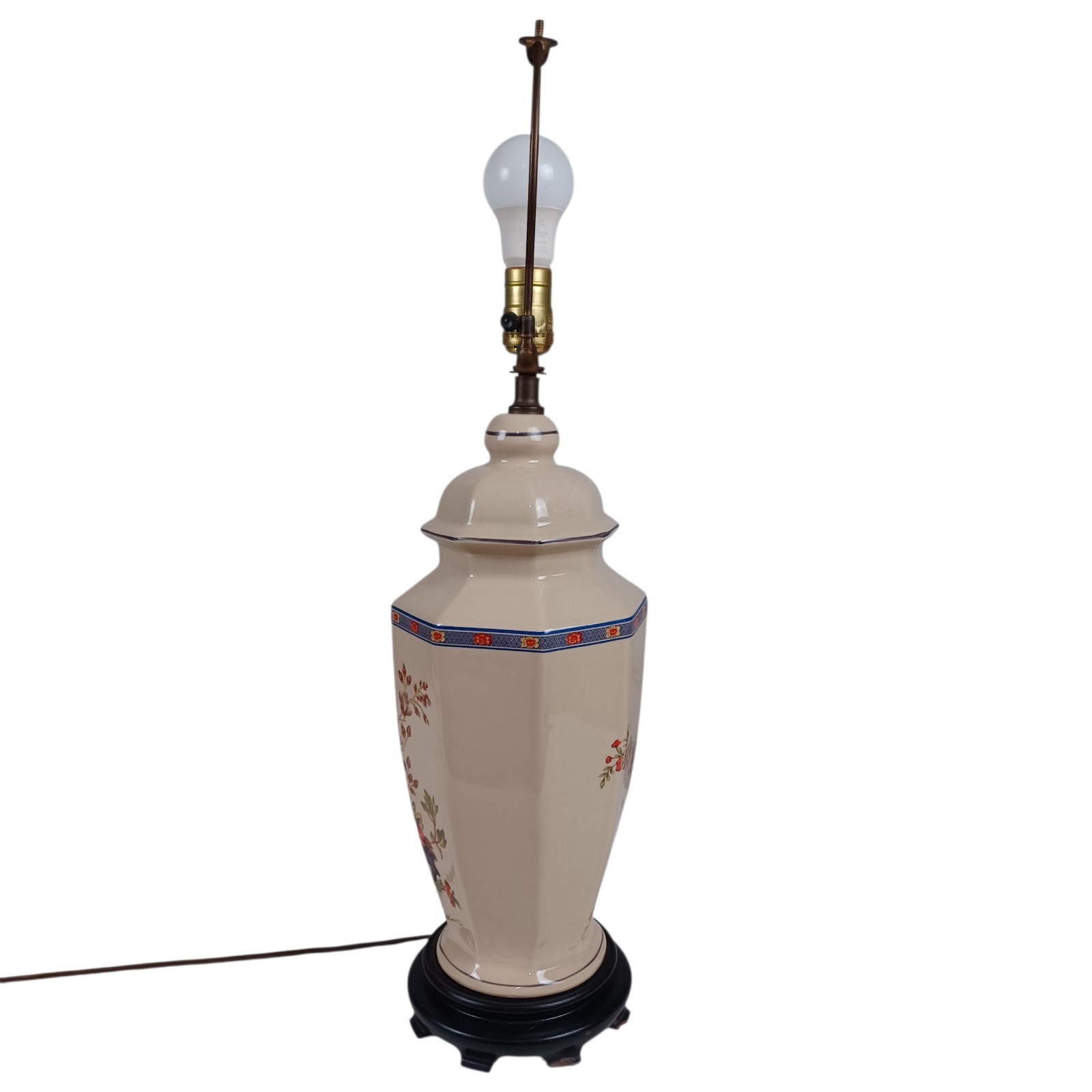 Elegant Vintage Porcelain Ginger Jar Lamp 27" Floral Chinoiserie Table Lamp