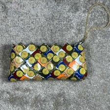 Ecoist Candy Wrapper 90s style Wristlet Clutch Purse Yellow Green