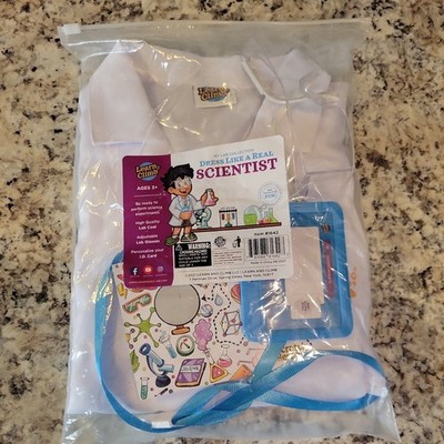 Learn & Climb Dress up Like a Real Scientist 3+ Lab Coat, Glasses. I.D. Card NEW