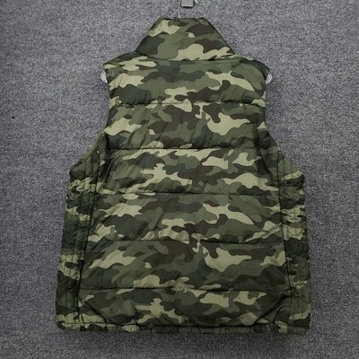 old gap Down camo Vest 迷彩柄 ダウン ベスト Old Navy Vest Women XL Green Full Zip Puffer Sleeveless Fleece