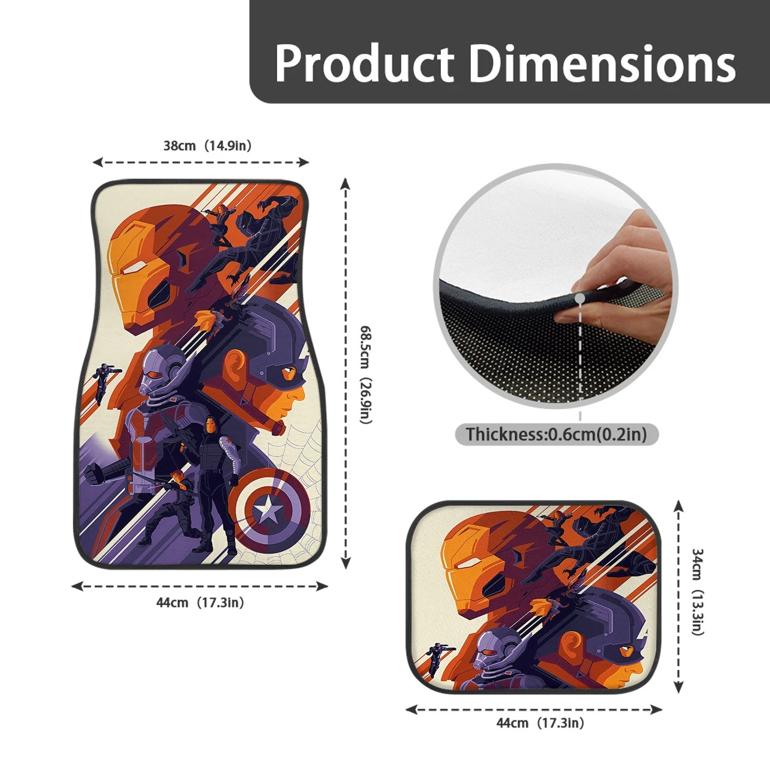 Marvel Avengers Iron Man Captain America Car Floor Mats Auto Accessories