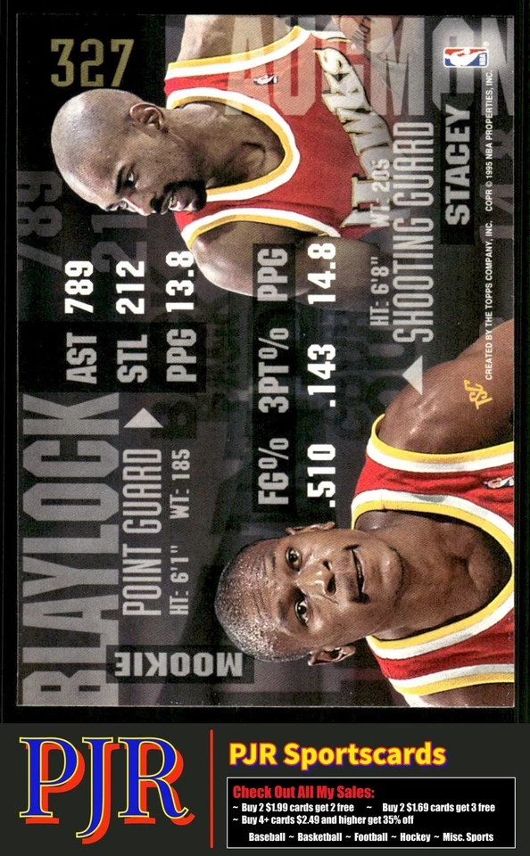 Stacey Augmon / Mookie Blaylock BCT 1994-95 Stadium Club #327 Atlanta Hawks - Image 2 of 2