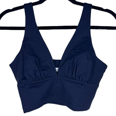 NEW Susana Monaco V Neck Crop Top Midnight Blue Small