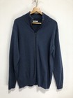 Woolovers Herren Größe Large Lammwolle durchgehender Reißverschluss Strickjacke Pullover Jacke blau