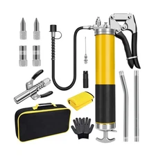 7000 PSI Grease Gun Kit, 14 oz Capacity w/ 18" Flex Hose and Coupler